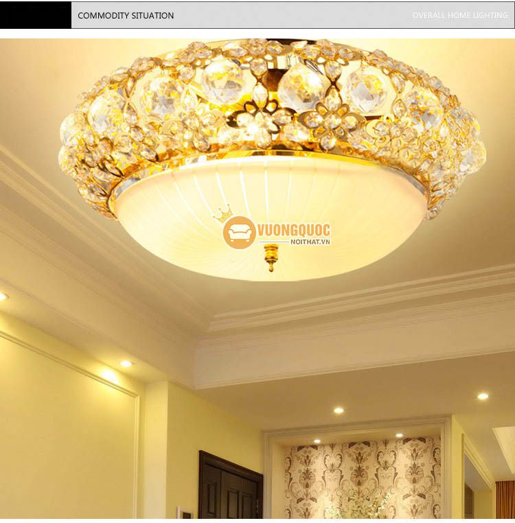 Đèn ốp trần pha lê gắn đá tinh xảo CM162-11